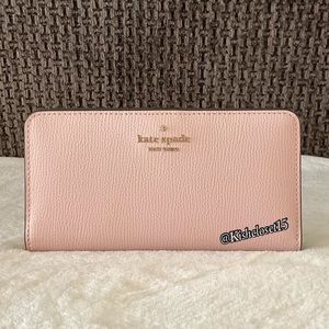 kate spade Pebbled Leather Zip Around Wallet in Light Pink